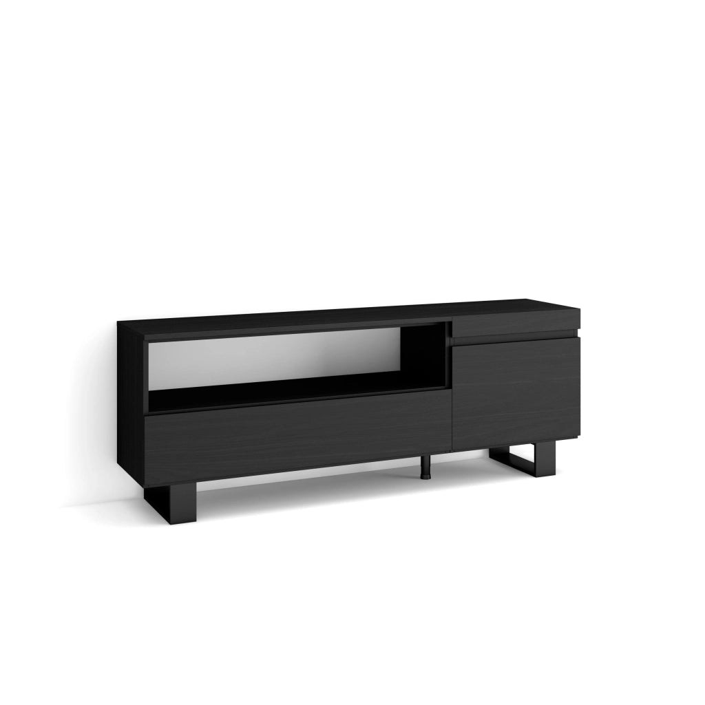 Mobile TV Soggiorno, 150x35x57cm, Per TV fino a 65", Design industriale, Nero RF2476