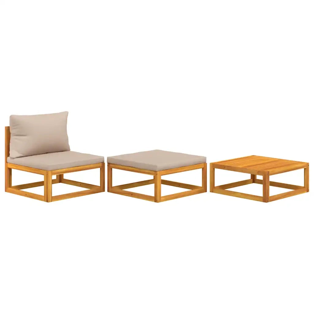Salotto da Giardino-Set Mobili da Giardino 3pz con Cuscini Legno Massello di Acacia 451905