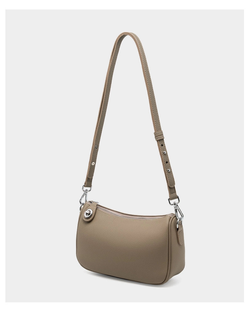 Borsa a tracolla da donna Swinger in vera pelle, colore grigio.