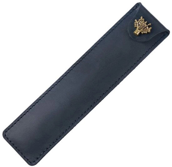 Etui in pelle vera con design vintage, borsa artigianale per penna stilografica e penna d'inchiostro, compatto 16,8 x 4 x 1,5 cm, nero