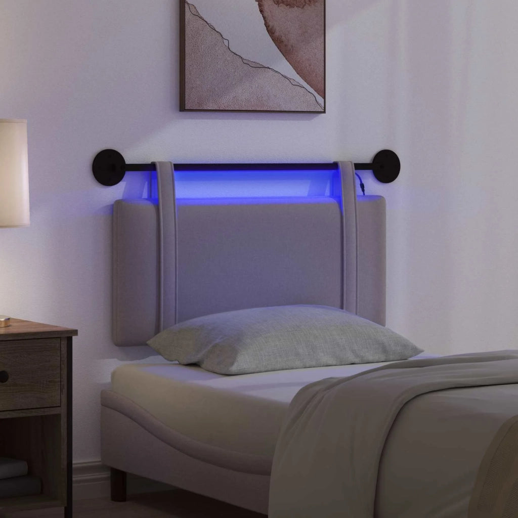 Testiera sospesa Con luce LED Tortora Tessuto