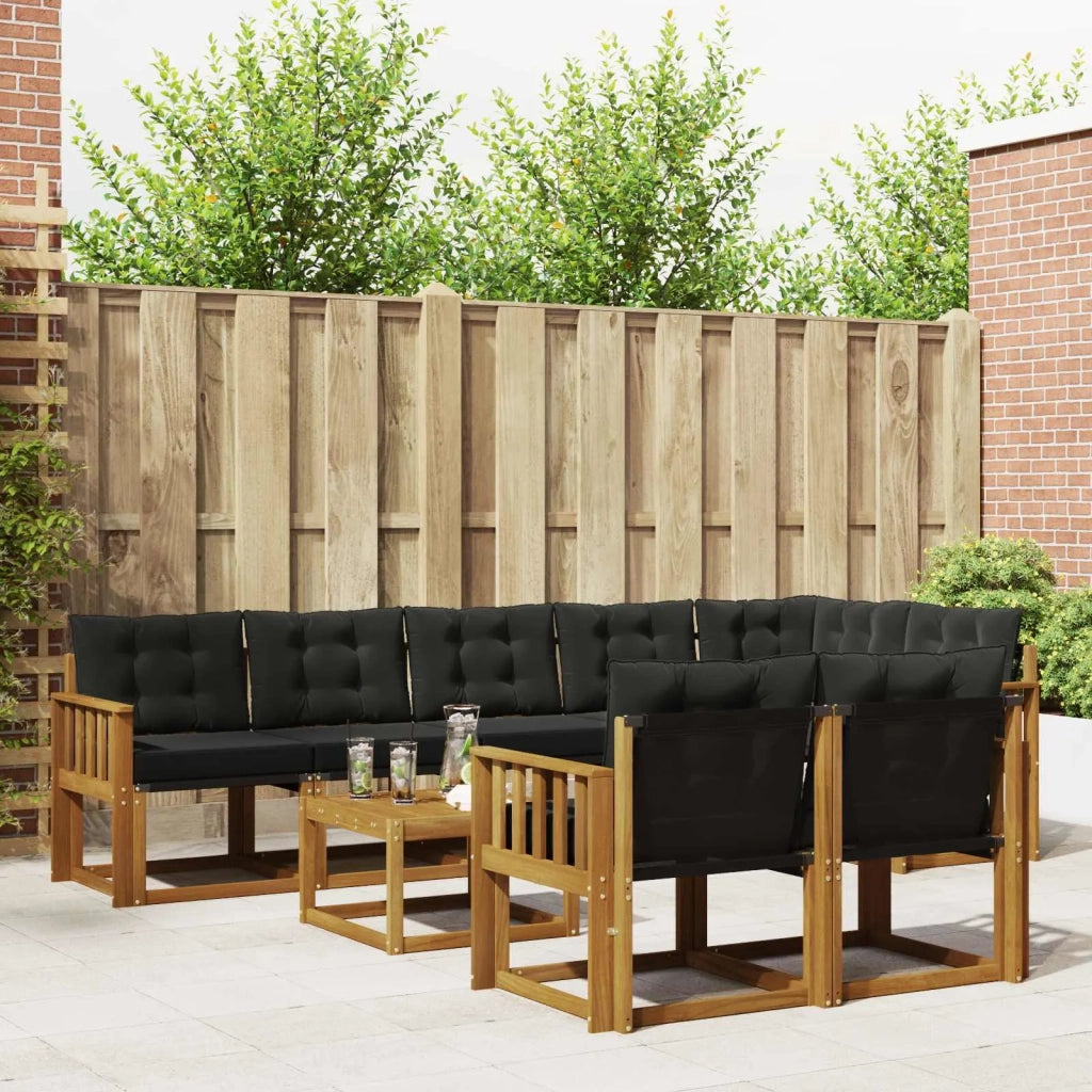 Set di divani da esterno con cuscino 9 pcs Naturale e Nero 3368807