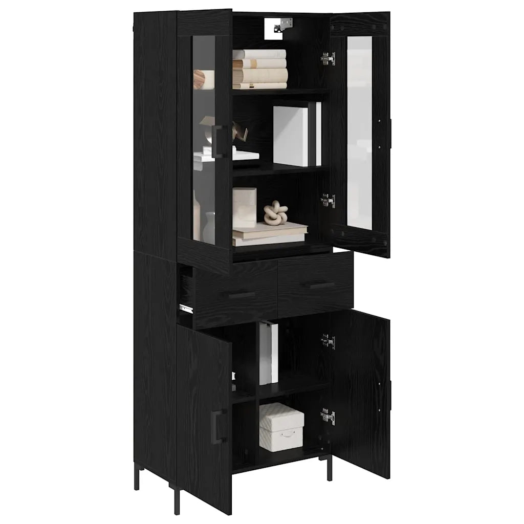 Credenza con cassetto 2 pcs Rovere Nero Legno multistrato