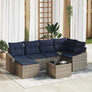 Set di divani con cuscino 7 pcs Grigio e Blu Navy polyrattan 3355474