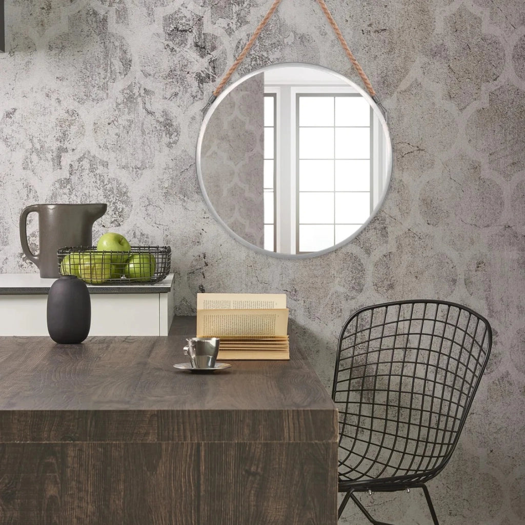 Rotondo Specchio Con Corda 40cm Silver Klmh-0410s-1
