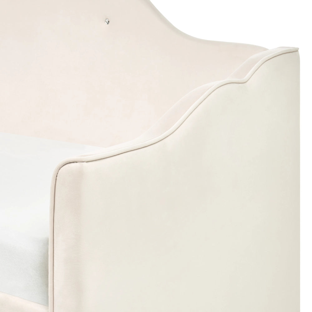 Letto singolo con secondo letto a scomparsa velluto beige chiaro 90 x 180/200 cm camera da letto cameretta
