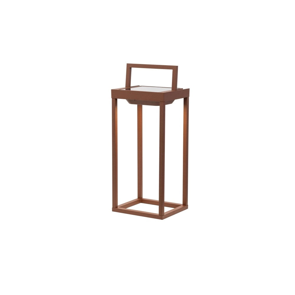 Zafferano - Lanterna Home solar 2 a led 37,3cm - Lampada da parete e da tavolo 2W con batteria e sensore crepuscolare - Corten