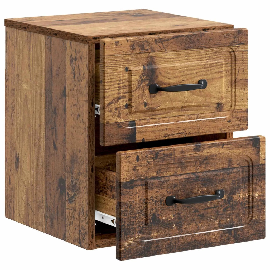 Mobiletto da notte a muro 2 pcs Legno antico 34,5 x 33 x 40 cm 899332