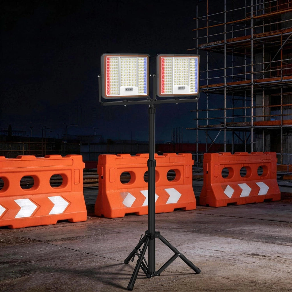 2 faretti a LED a batteria da 200 W, 16000 lm, super luminosi, ricaricabili, con cavo di ricarica USB‑C da 2 m, per garage, officina o cantiere