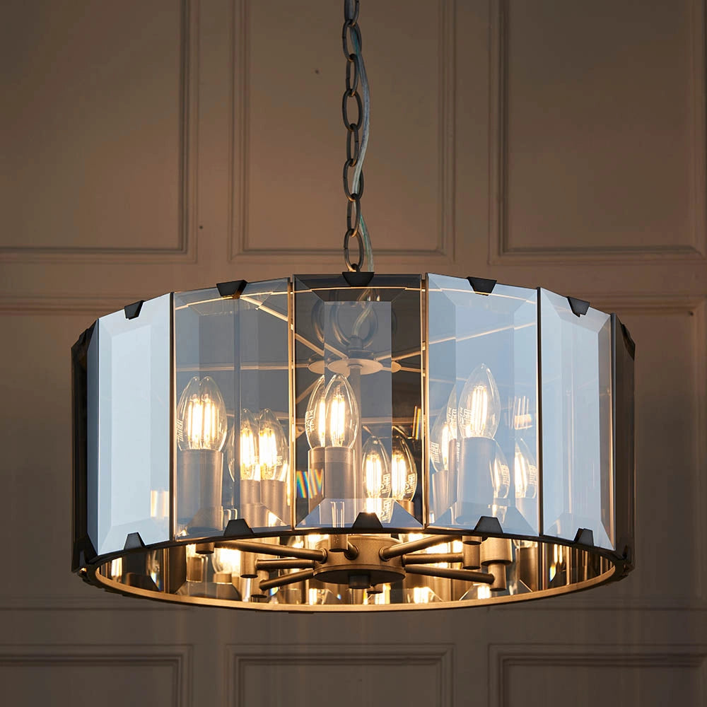 Lampadario Clooney Endon vetro fumé 8xE14 grigio ardesia