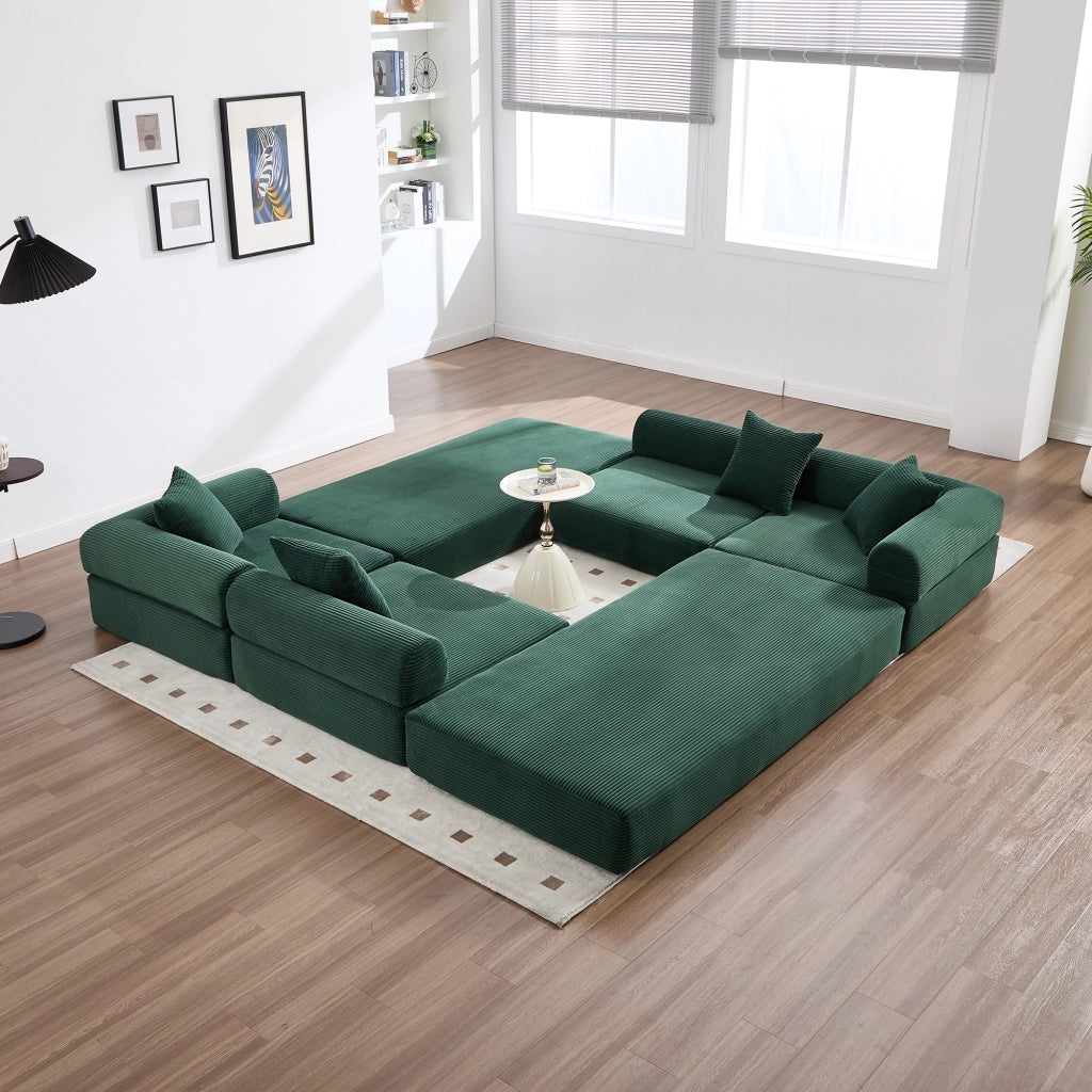 SOFÀ Modulare 270x180x64 cm Verde Smeraldo in Velluto a coste