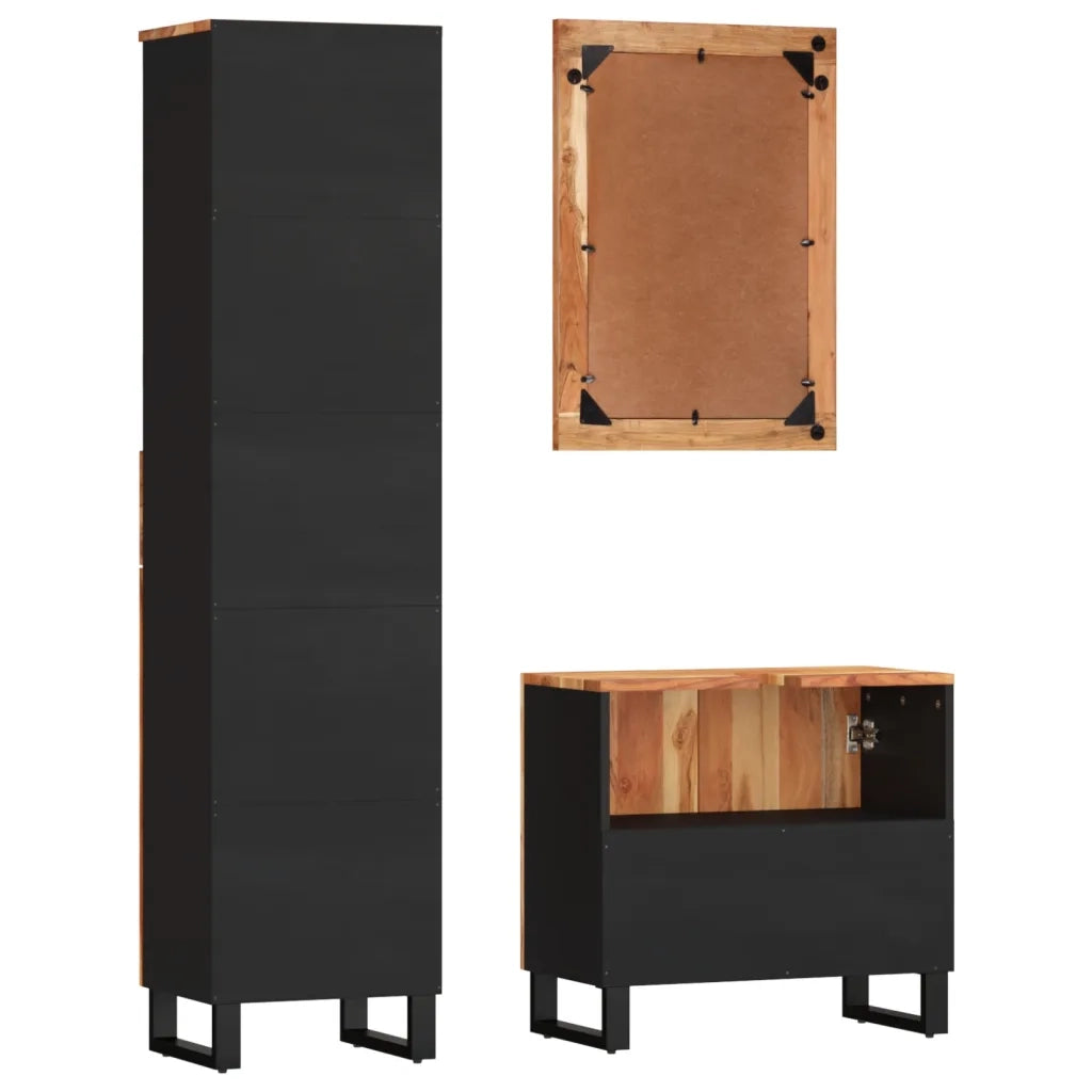 Set Mobili da Bagno 3pz in Legno Massello di Acacia 3200638