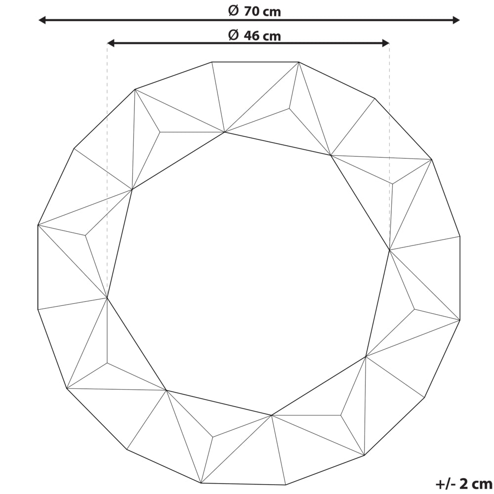 Specchio da Parete Argento Rotondo 70 cm Cornice Geometrica Finitura Lucida