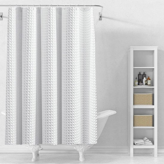 Douchegordijn Badkamer decorazione - Tessuto a wafel - Dimensioni 300x200 cm - Bianco