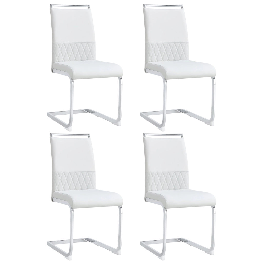 Sedie da Pranzo Set 4 Pezzi ¨C Xylo ¨C Schienale Imbottito in Ecopelle e Tessuto, Bianco