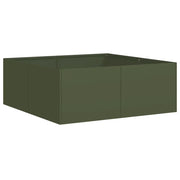 Fioriera | Cassetta per fiori | Vaso Verde Oliva 80x80x30 cm in Acciaio