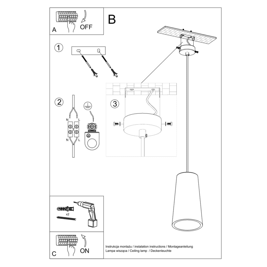 Lampada a sospensione HAVANA bianca ceramica Pure Lume GU10