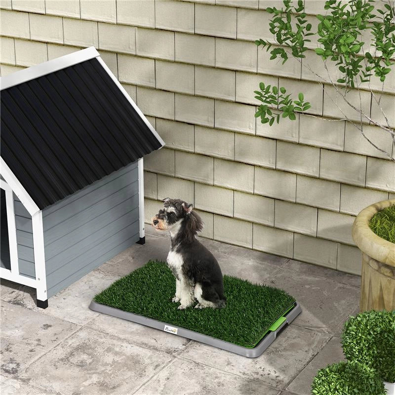 TOILETTE PER CANI CON PRATO SINTETICO, ERBA DI RICAMBIO E VASSOIO INFERIORE PER INTERNO ED ESTERNO, 67X41X3.5 CM