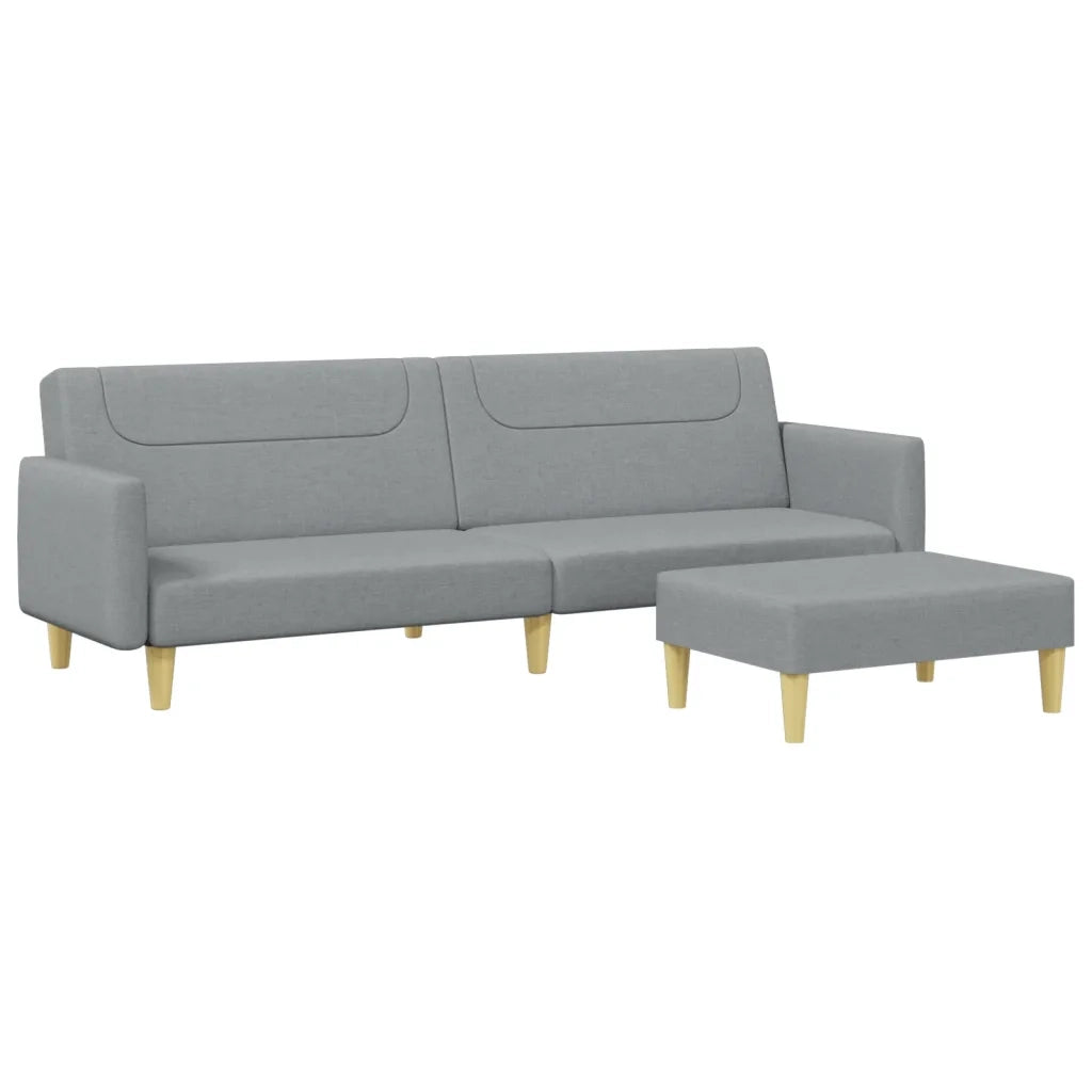 Divano Letto a 2 Posti con Poggiapiedi-Sofa Letto 2 Posti-Daybed Grigio Chiaro in Tessuto 895934
