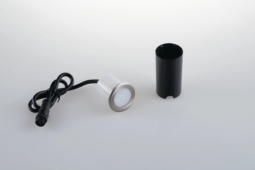 SEGNAPASSI CALPESTABILE A INCASSO LED SPRINT DC24V ACCIAIO 1,5W 60LM RGB + 4000K IP67 5X4,9CM
