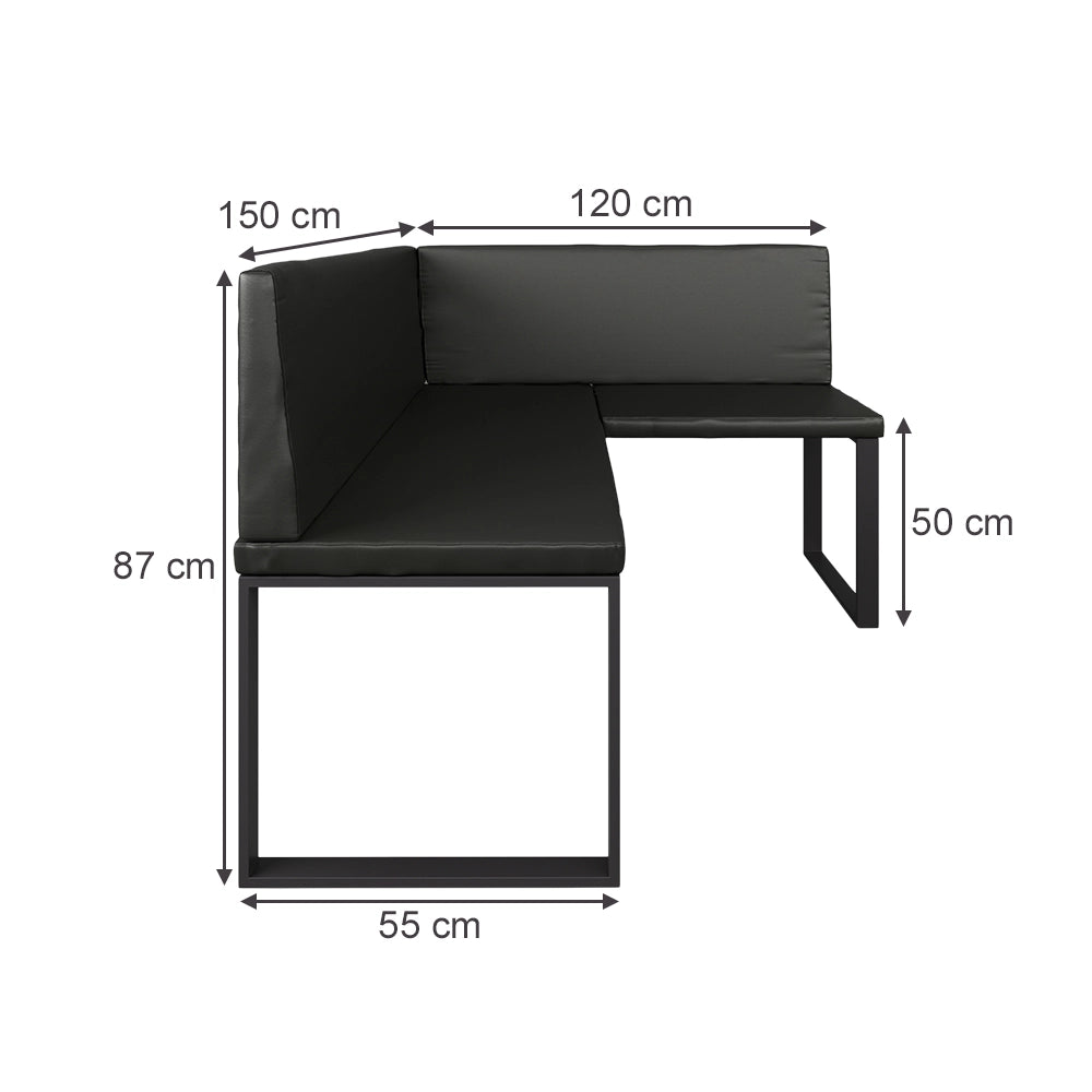 Vicco panca ad angolo Nero 120 x 150 cm