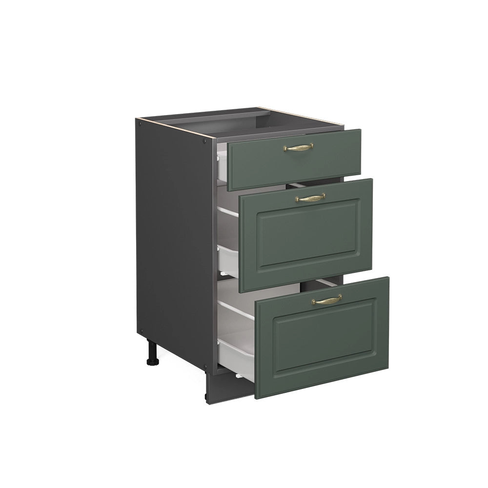 Mobiletto base per cucina Fame-Line Verde-oro rustico/Antracite 50 cm senza piano di lavoro Vicco