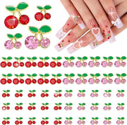 50 pezzi di imitazione di ciliegie 3D in rosso e rosa lucido per acconciature di nail art set di design di unghie