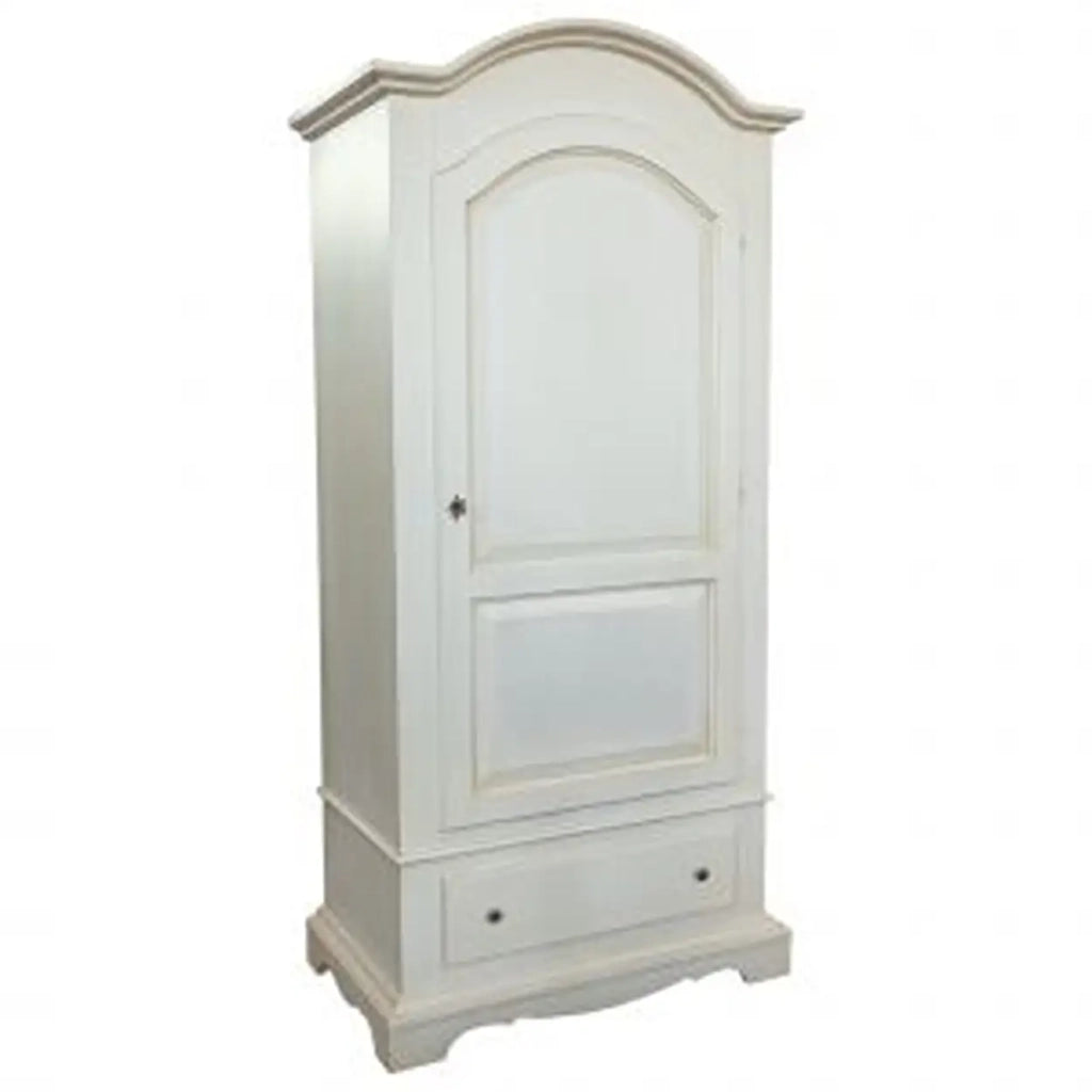 Armadio in legno massiccio 1 anta mod Rovigo Shabby chic bianco anticato