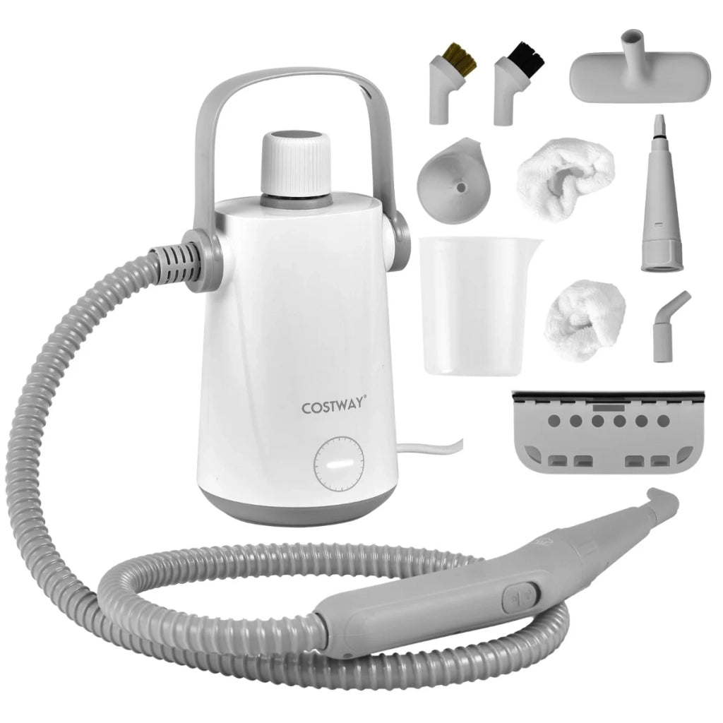 Pulitore a vapore portatile multifunzionale 13 x 13 x 25 cm con 10 accessori pulizia rapida e moderna PP grigio 20_0021136