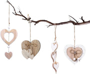 Hangers in legno 4 pezzi con disegno a cuore per decorazione di finestre - legno appeso accessori per la casa decorativo cuore per finestre soggiorno camera da letto salotto
