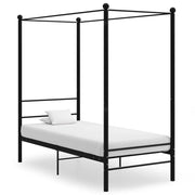 Letto a Baldacchino Nero in Metallo 100x200 cm cod mxl 54484