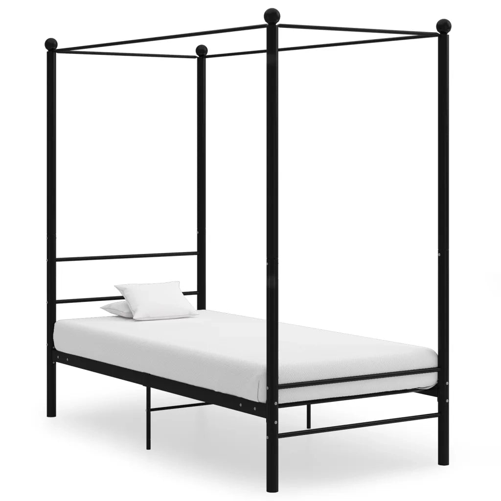 Letto a Baldacchino Nero in Metallo 100x200 cm cod mxl 54484
