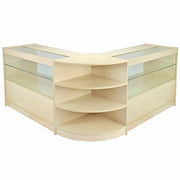 Set Orion con 3 Banconi da Negozio e Reception con Finitura in Acero Laminato