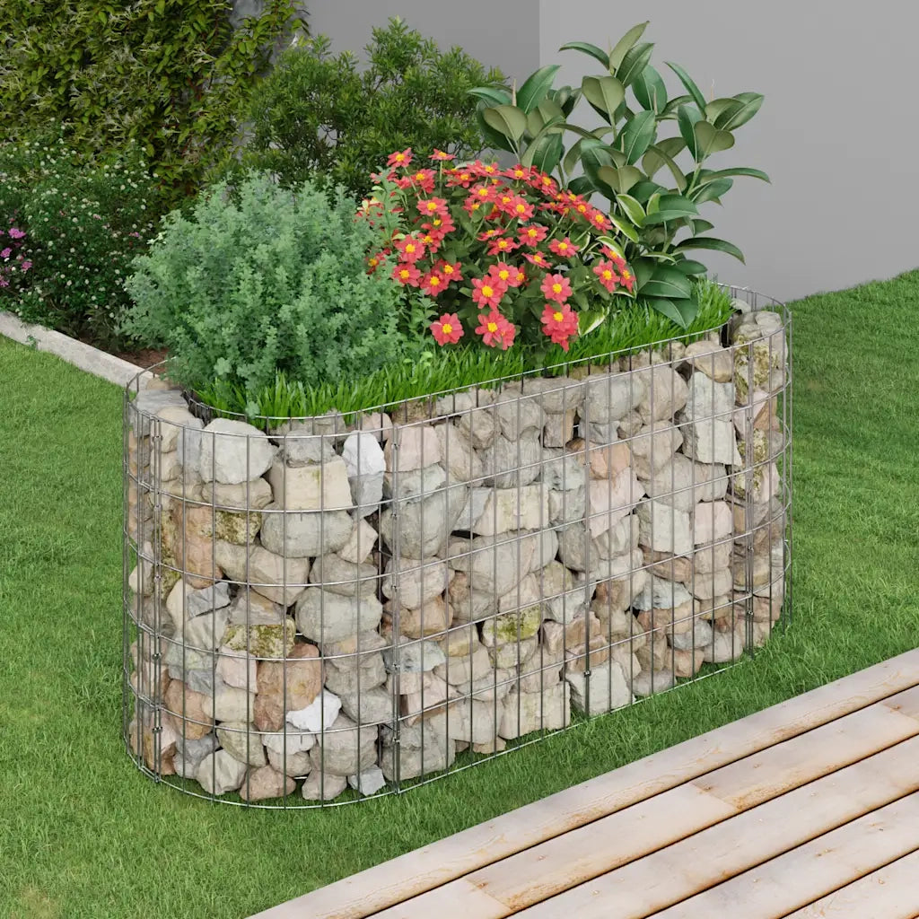 Gabbione con Fioriere | Cassetta per fiori | Letto Rialzato in Acciaio Zincato 120x50x50 cm