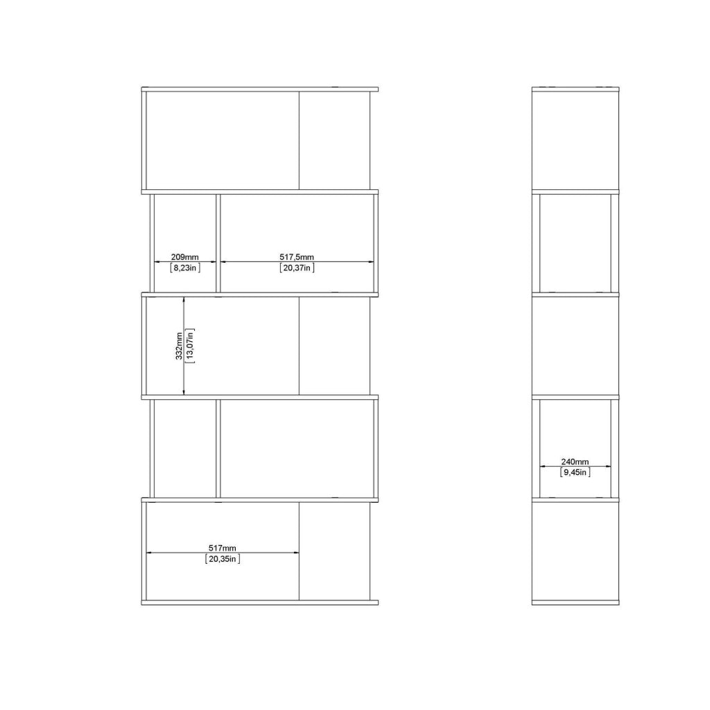 Libreria Arg, Scaffale da ufficio, Mobile portalibri, Biblioteca, 80x30 h174 cm, Rovere e Bianco