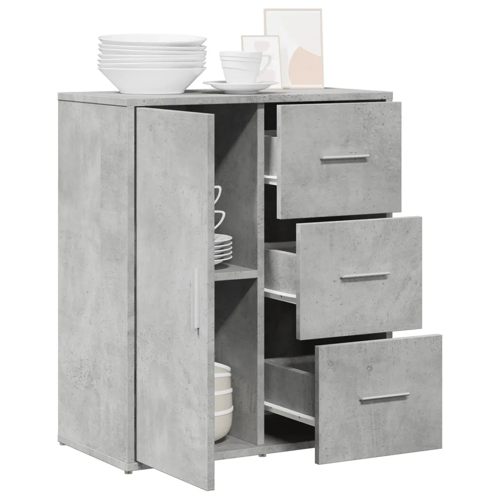 Credenza Grigio Cemento 60x31x70 cm in Legno Multistrato