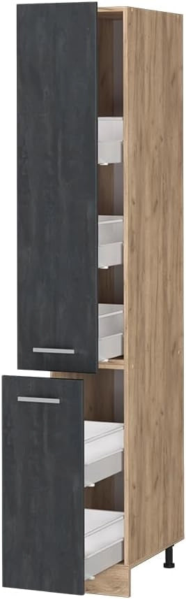 Armadio da farmacia R-Line, Calcestruzzo nero, 30 cm, per la libera combinazione all'interno di sistemi cucina modulari