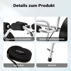 Carrello per trasporto kayak richiudibile In alluminio Ruote in PU Cinghia in nylon incl. Max 68 kg