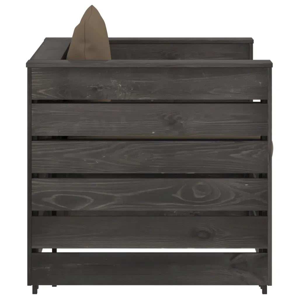 Set Divani da Giardino con Cuscini 2 pz Legno Impregnato Grigio 3068152