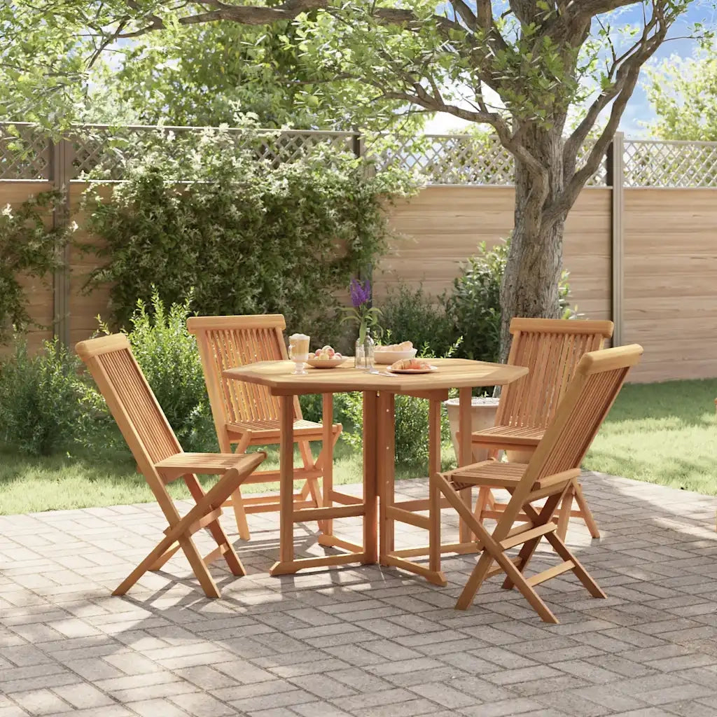 Set da Pranzo Pieghevole per Esterni 5pz Legno Massello di Teak 3096573
