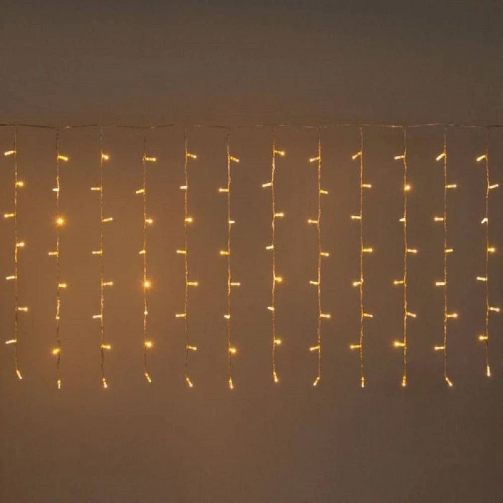 Trade Shop - Tenda Luminosa Di Natale Led Esterno Luci 120 Led 3 Mt X 0,75 Cm Bianco Caldo -