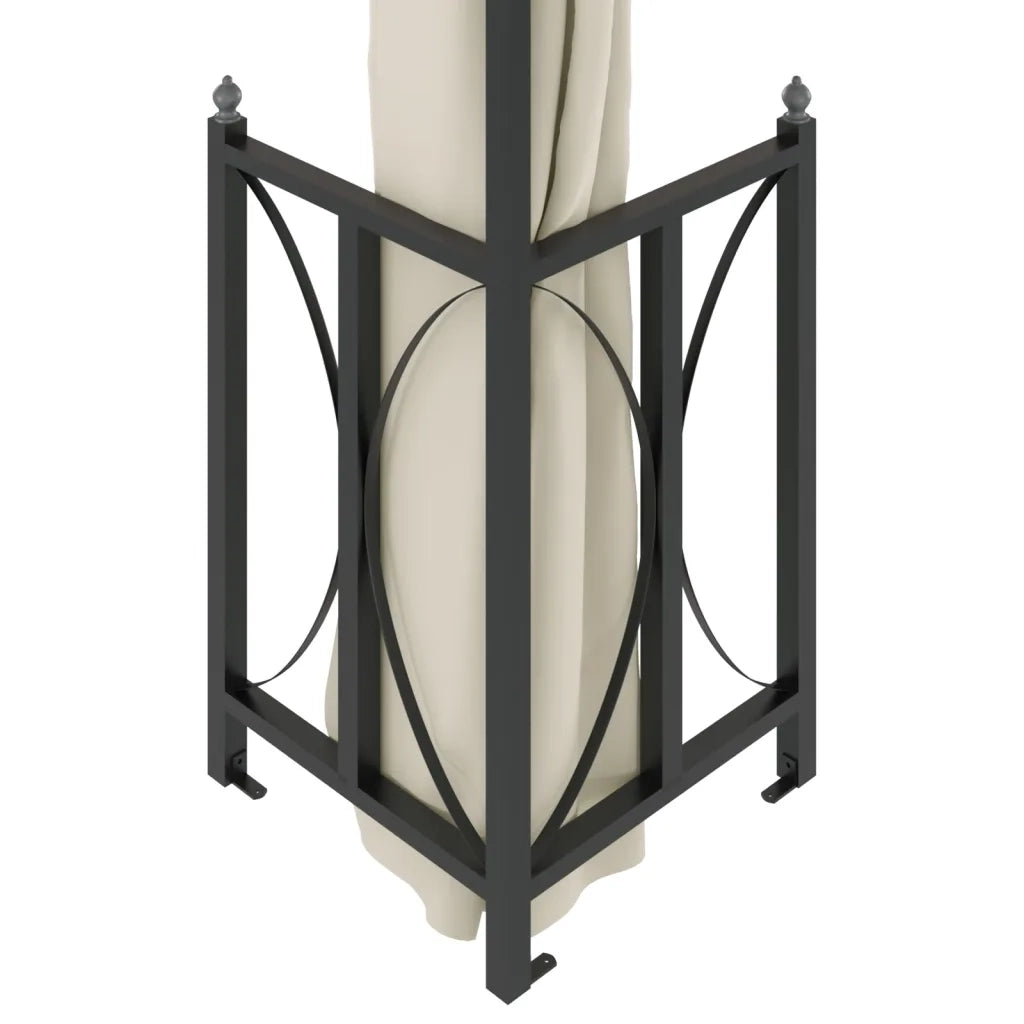 Gazebo | Pergolato con Teli Laterali e Doppio Tetto 3x4 m Crema