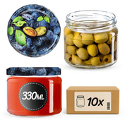 KADAX Sonka barattoli di vetro 330ml 10pz 82mm + coperchi "Prugna"
