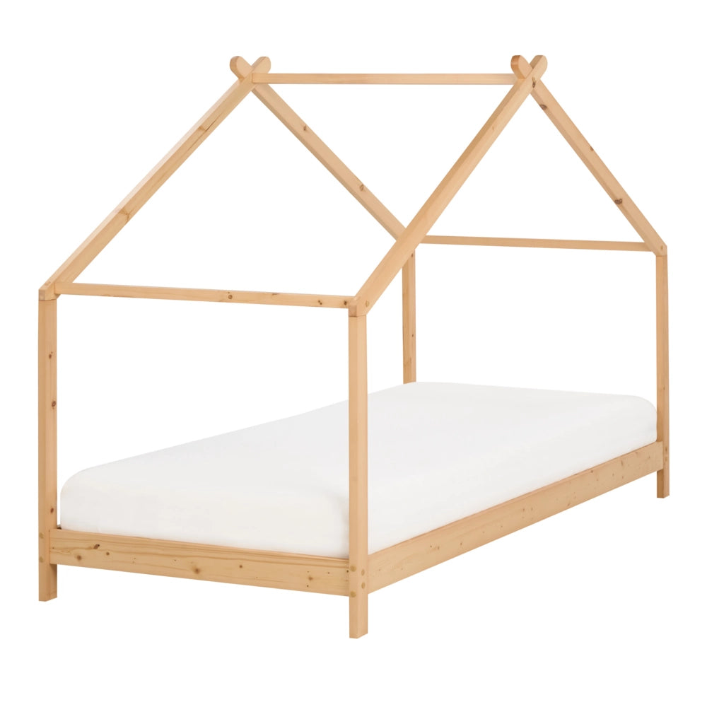 Letto per bambini con baldacchino e base in legno di pino chiaro 90 x 200 cm cameretta