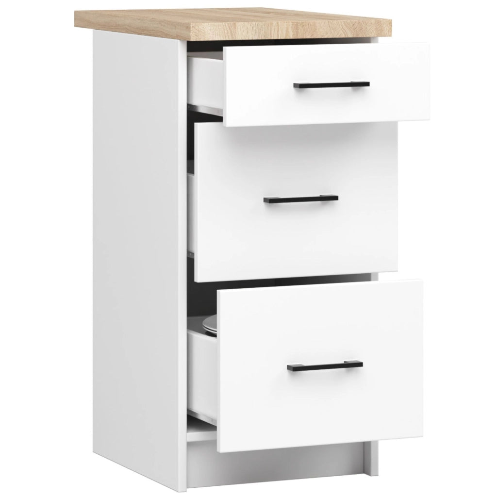 Mobile cucina modulare con piano di lavoro AKORD OLIWIA Bianco 40 cm 3 cassetti 40x46x85 cm