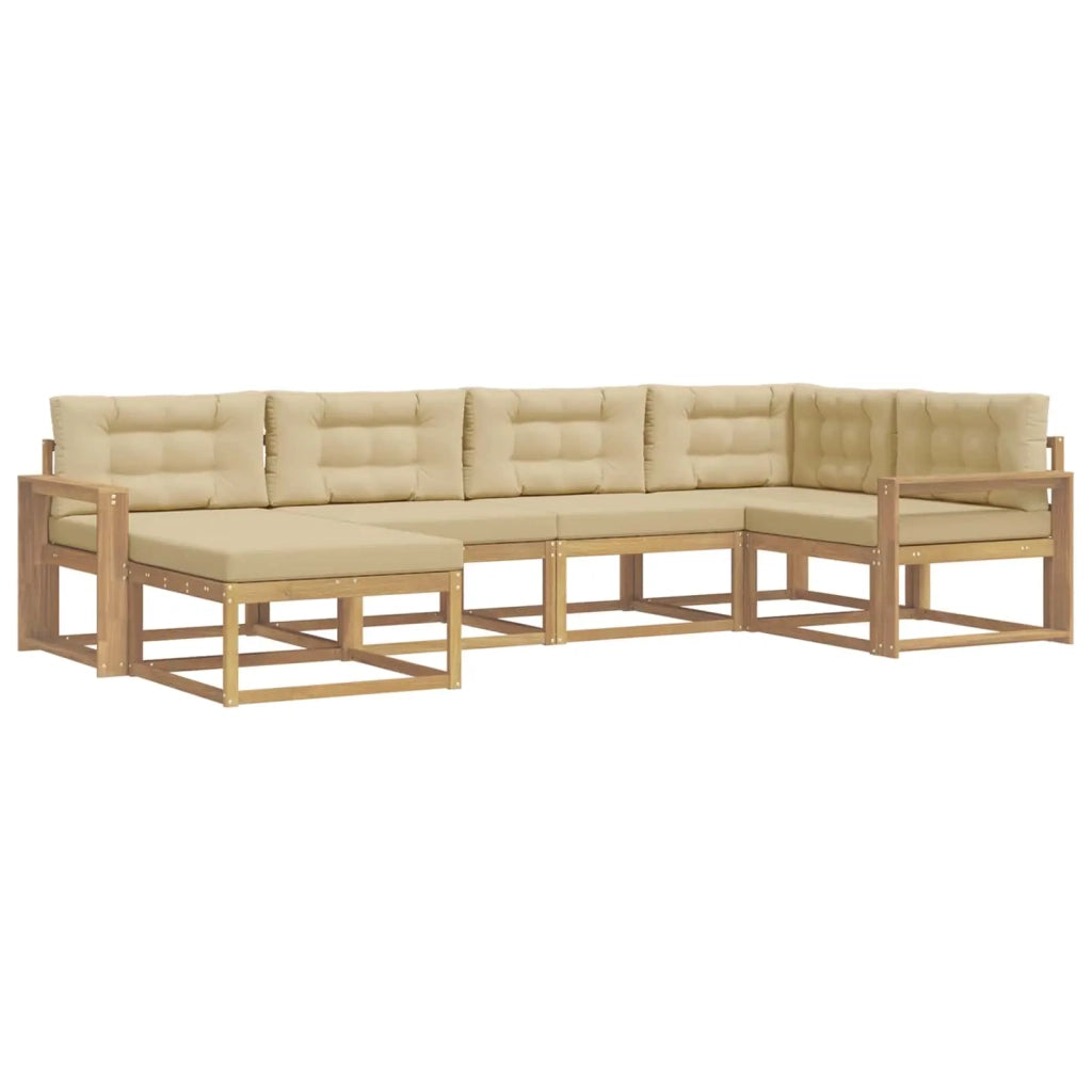 Set di divani da esterno 5 pcs Bianco e Beige Poliestere