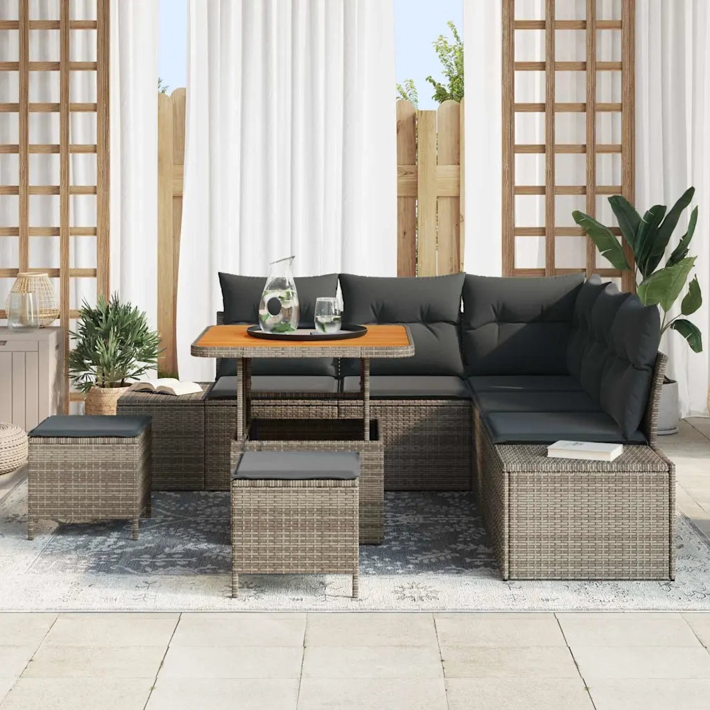 Set Divano da Giardino con cuscino 8 pcs Grigio polyrattan