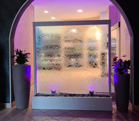 Cascata a Finestra Verticale 180x200x36 cm con Faretti in Acciaio Bianca