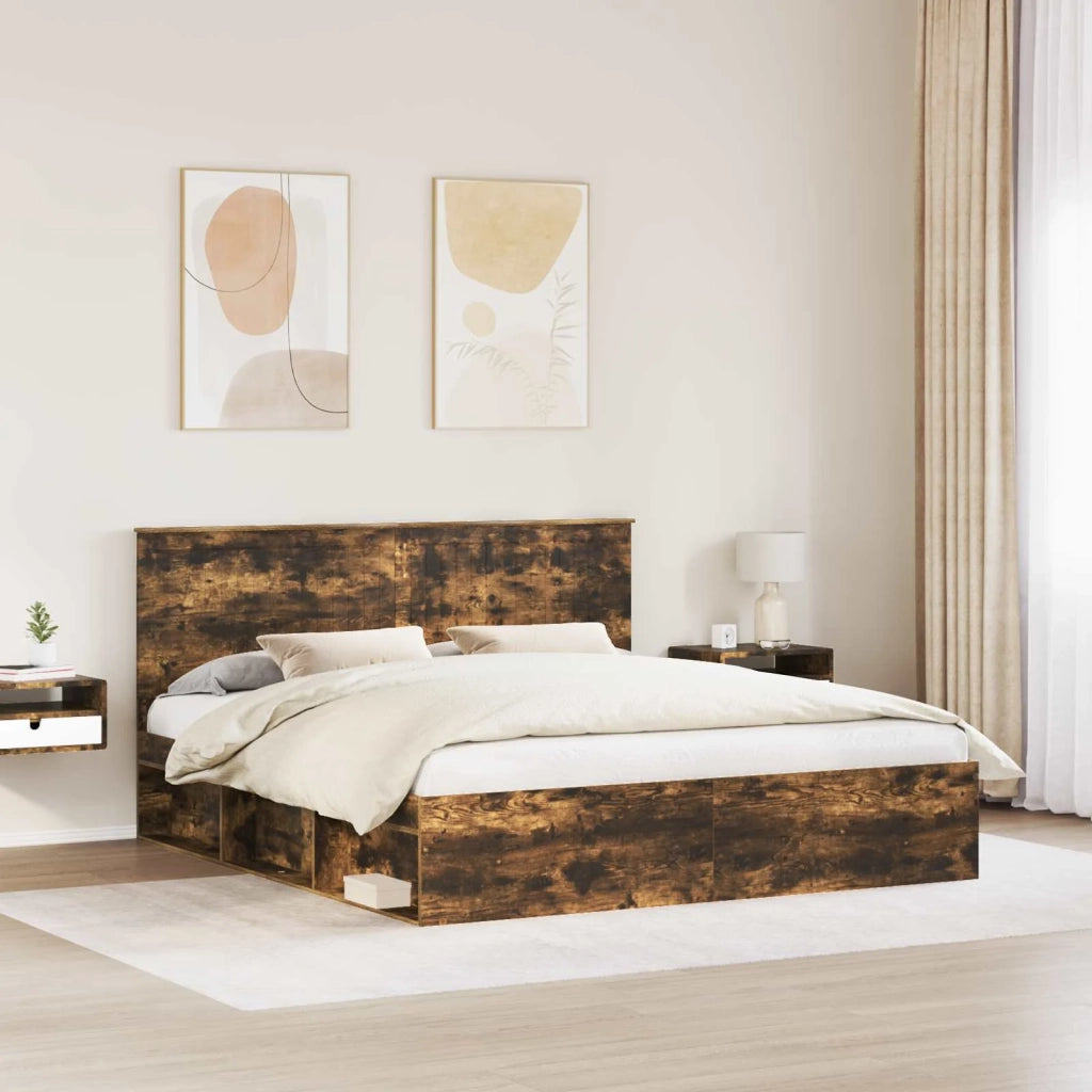 Struttura del letto Rovere fumé 180 x 200 cm Pino massello 3410978