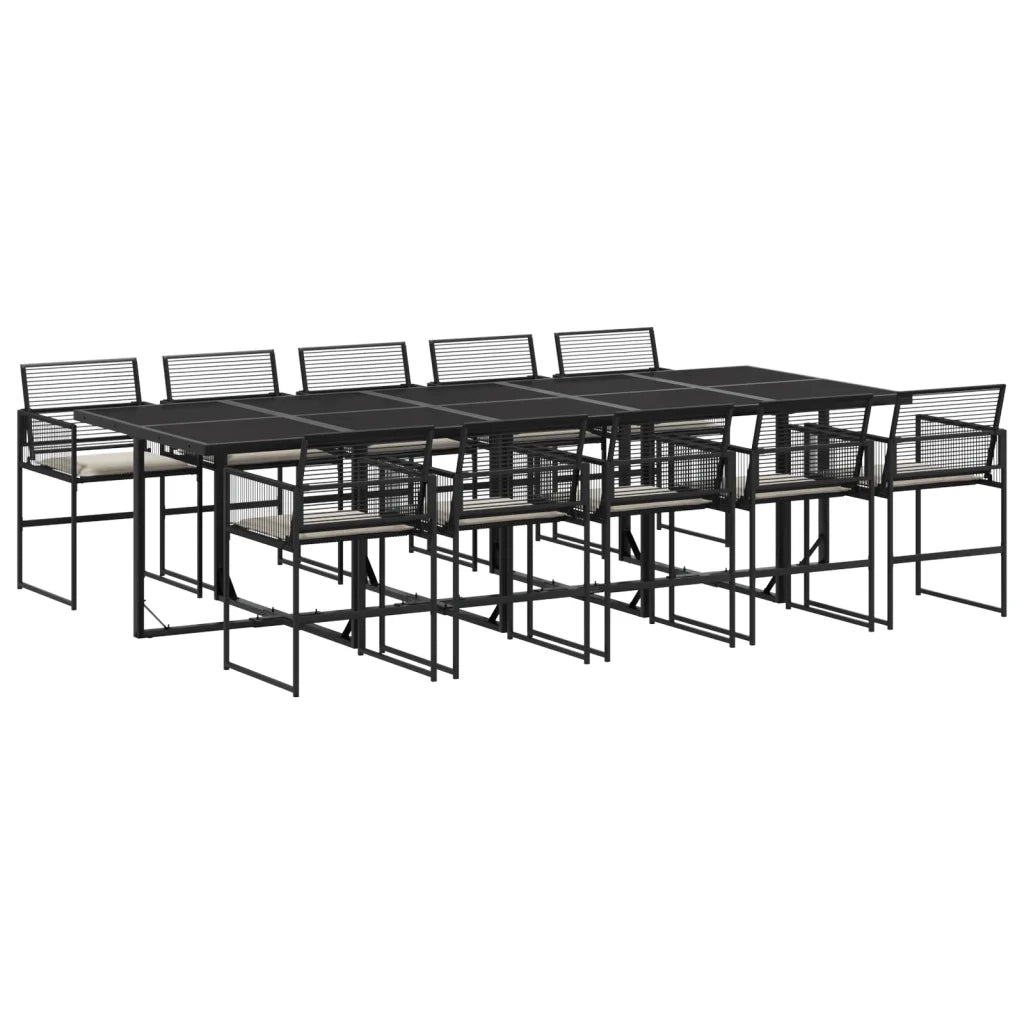 vidaXL Set da Pranzo da Giardino 11 pz con Cuscini in Polyrattan Nero
